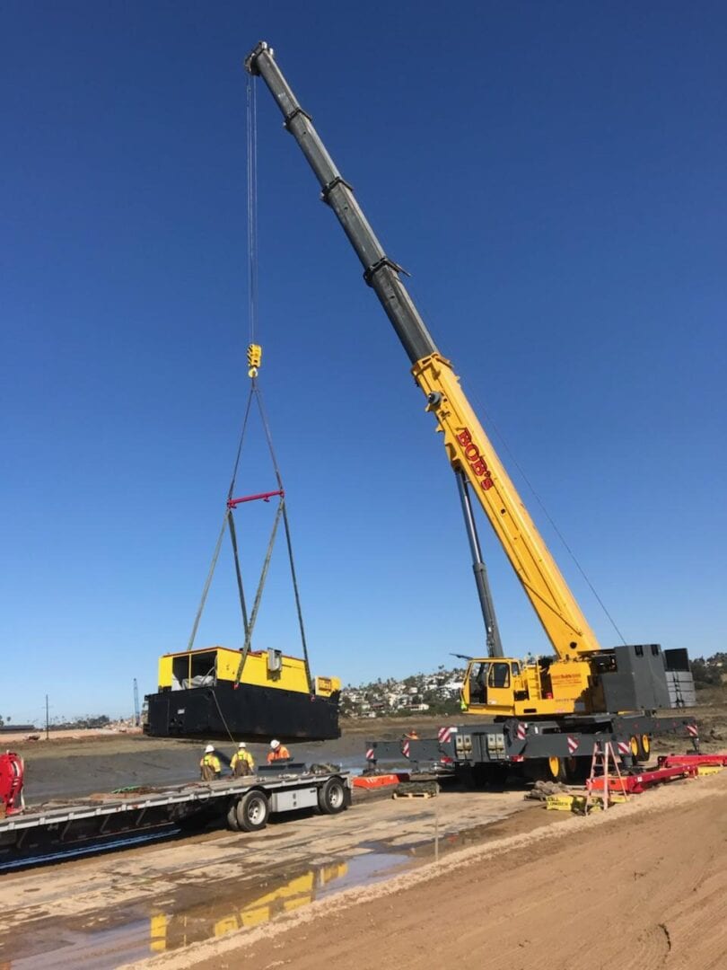 Mobile crane at a construction site